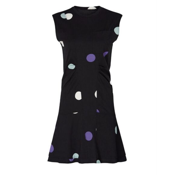 Derek Lam 10 Crosby Polka Dot Ruffle Hem Dress Black - Picture 1 of 6